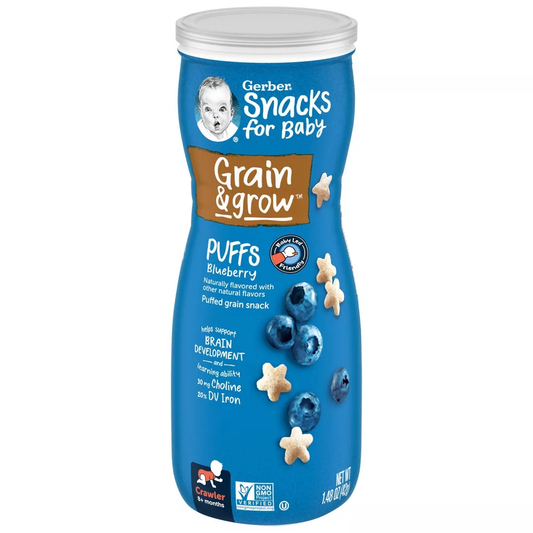 거버 Gerber Puffs Blueberry Non-GMO Cereal Snack - 1.48oz x 6개