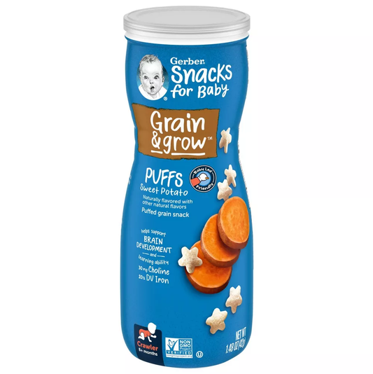 거버 Gerber Puffs Sweet Potato Cereal Baby Snacks - 1.48oz x 6개