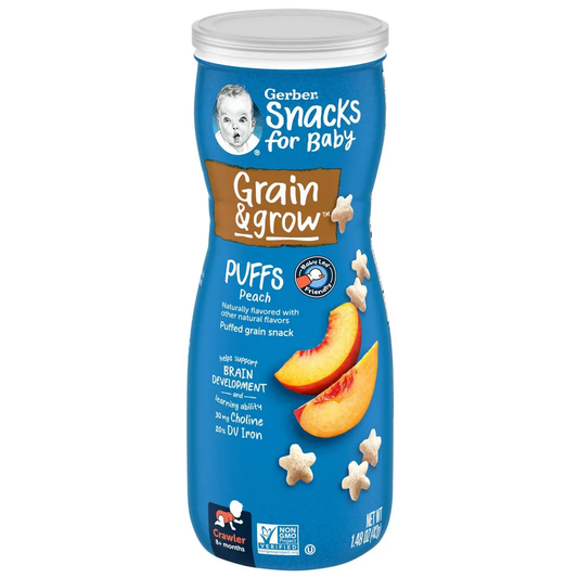 거버 Gerber Puffs Peach Cereal Baby Snacks- 1.48oz x 6개