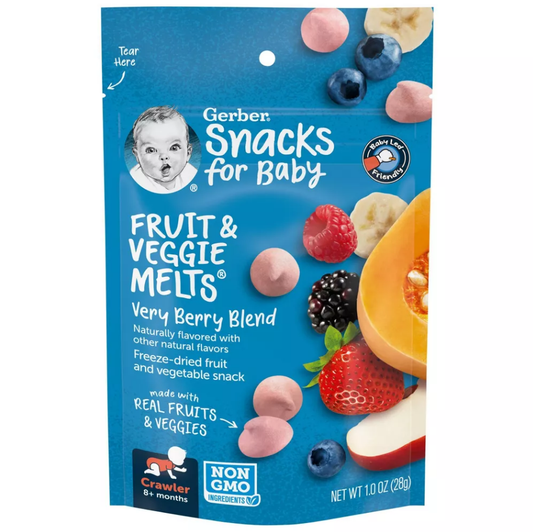 거버 Gerber Yogurt Fruit & Veggie Melts Very Berry Blend Freeze-Dried Yogurt Snack - 1oz X 6개