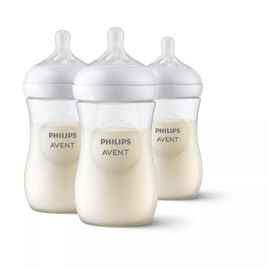아벤트 Philips Avent Natural Baby Bottle with Natural Response Nipple - Clear - 9oz X  3pk